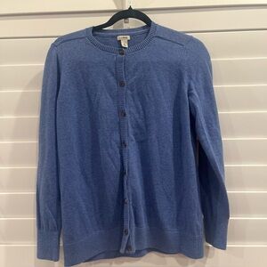 LL Bean Cardigan Sweater Womens Small Blue Dainty Cashmere Cotton Preppy Office